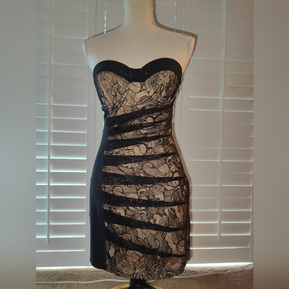 Strapless Black & Nude Bebe Dress